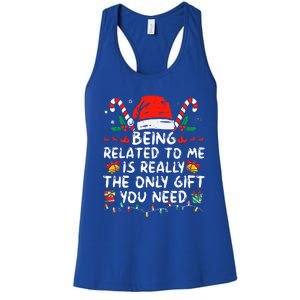 Being Related To Me Funny Christmas Family Xmas Pajamas  Women's Racerback Tank