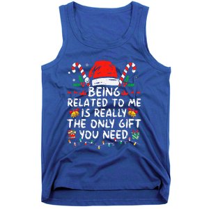 Being Related To Me Funny Christmas Family Xmas Pajamas  Tank Top