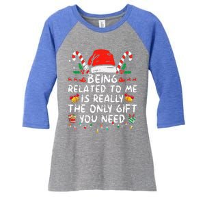 Being Related To Me Funny Christmas Family Xmas Pajamas  Women's Tri-Blend 3/4-Sleeve Raglan Shirt