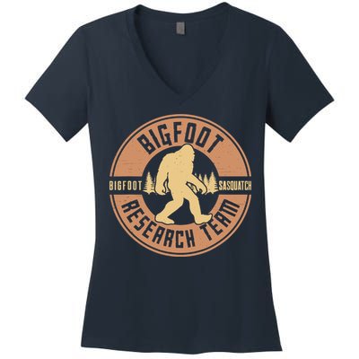 Bigfoot Research Team Retro Vintage Sasquatch Women's V-Neck T-Shirt