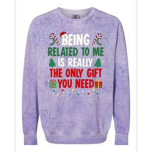 Being Related To Me Funny Christmas Family Xmas Colorblast Crewneck Sweatshirt