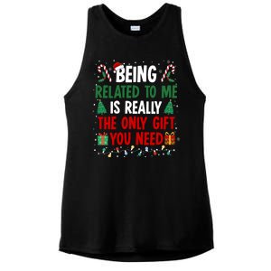 Being Related To Me Funny Christmas Family Xmas Ladies PosiCharge Tri-Blend Wicking Tank