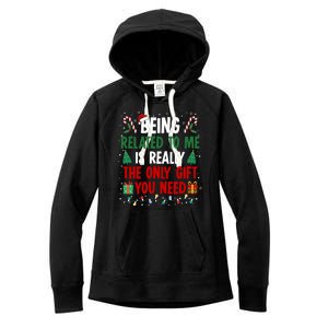 Being Related To Me Funny Christmas Family Xmas Women's Fleece Hoodie