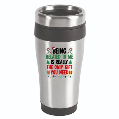 Being Related To Me Funny Christmas Family Xmas 16oz Travel Tumbler