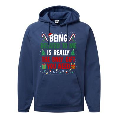 Being Related To Me Funny Christmas Family Xmas Performance Fleece Hoodie