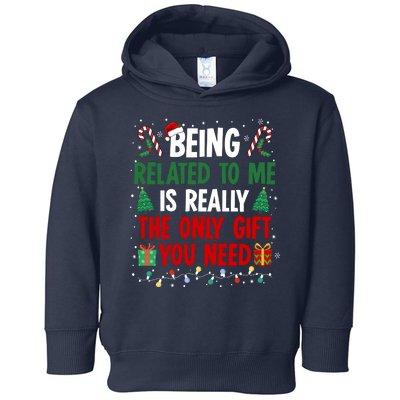 Being Related To Me Funny Christmas Family Xmas Toddler Hoodie