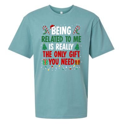 Being Related To Me Funny Christmas Family Xmas Sueded Cloud Jersey T-Shirt