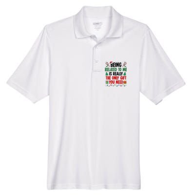 Being Related To Me Funny Christmas Family Xmas Men's Origin Performance Pique Polo