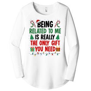 Being Related To Me Funny Christmas Family Xmas Women's Perfect Tri Tunic Long Sleeve Shirt