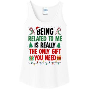 Being Related To Me Funny Christmas Family Xmas Ladies Essential Tank