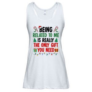 Being Related To Me Funny Christmas Family Xmas Ladies Essential Flowy Tank