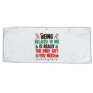 Being Related To Me Funny Christmas Family Xmas Large Microfiber Waffle Golf Towel