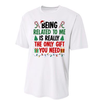 Being Related To Me Funny Christmas Family Xmas Performance Sprint T-Shirt