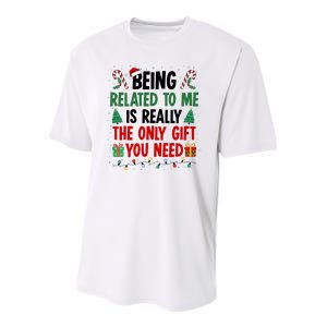 Being Related To Me Funny Christmas Family Xmas Youth Performance Sprint T-Shirt