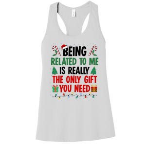 Being Related To Me Funny Christmas Family Xmas Women's Racerback Tank