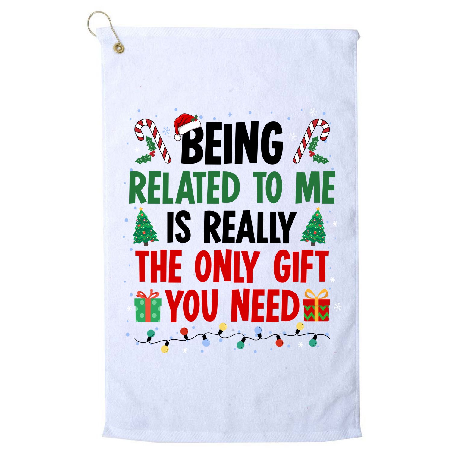 Being Related To Me Funny Christmas Family Xmas Golf Towel
