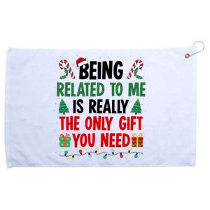 Being Related To Me Funny Christmas Family Xmas Grommeted Golf Towel