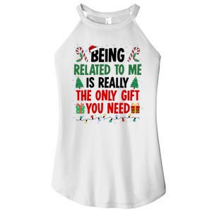 Being Related To Me Funny Christmas Family Xmas Women's Perfect Tri Rocker Tank