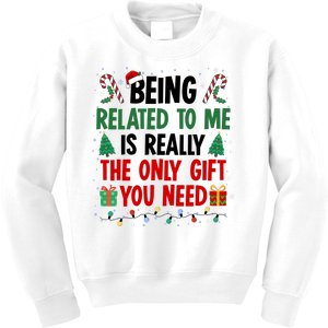 Being Related To Me Funny Christmas Family Xmas Kids Sweatshirt