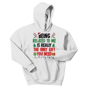 Being Related To Me Funny Christmas Family Xmas Kids Hoodie