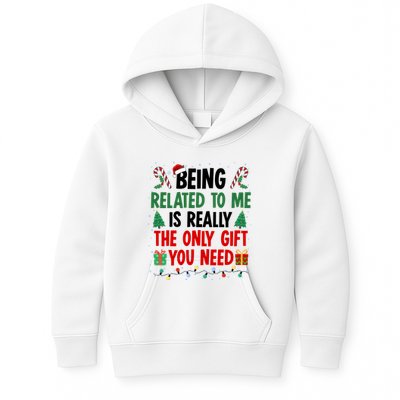 Being Related To Me Funny Christmas Family Xmas Kids Hoodie