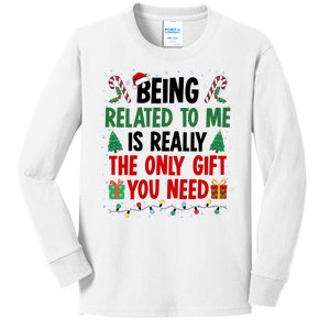 Being Related To Me Funny Christmas Family Xmas Kids Long Sleeve Shirt