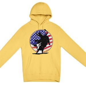 Bull Rider Trump Cute Gift Patriotic American Flag Trump Cow Gift Premium Pullover Hoodie