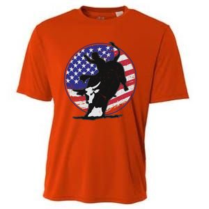 Bull Rider Trump Cute Gift Patriotic American Flag Trump Cow Gift Cooling Performance Crew T-Shirt