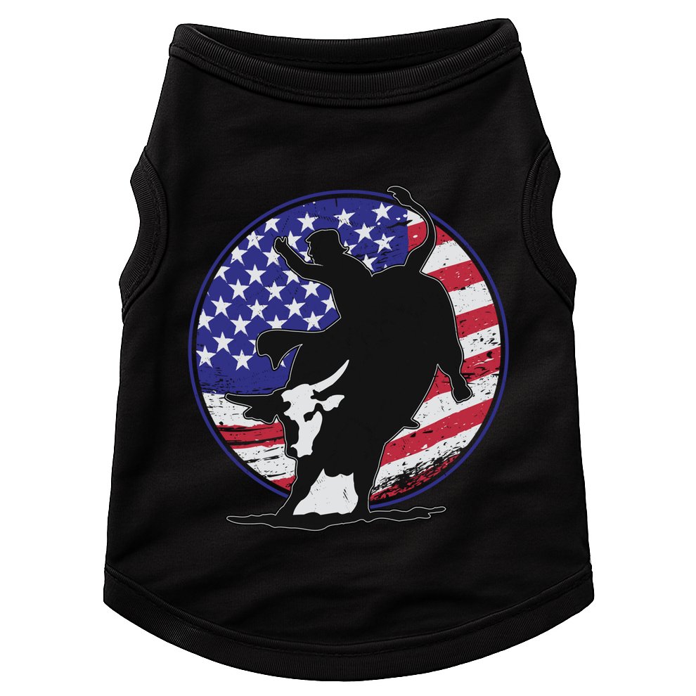 Bull Rider Trump Cute Gift Patriotic American Flag Trump Cow Gift Doggie Tank