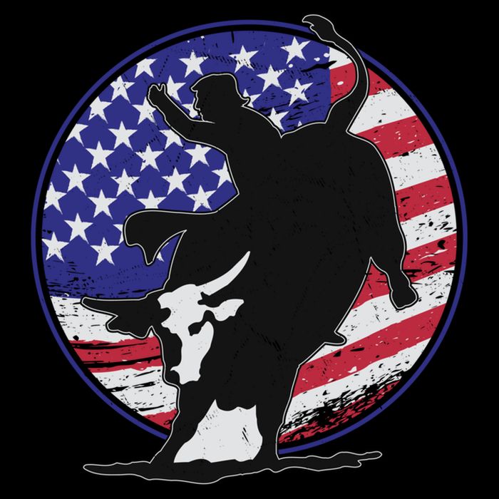 Bull Rider Trump Cute Gift Patriotic American Flag Trump Cow Gift Doggie Tank