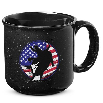 Bull Rider Trump Cute Gift Patriotic American Flag Trump Cow Gift 15oz Campfire Ceramic Mug