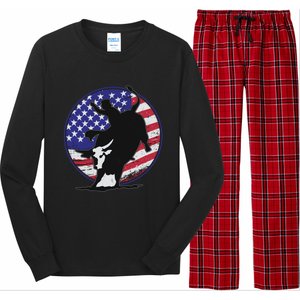 Bull Rider Trump Cute Gift Patriotic American Flag Trump Cow Gift Long Sleeve Pajama Set