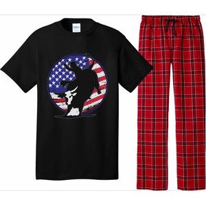 Bull Rider Trump Cute Gift Patriotic American Flag Trump Cow Gift Pajama Set