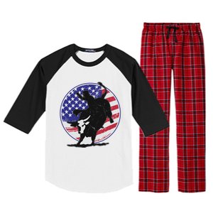 Bull Rider Trump Cute Gift Patriotic American Flag Trump Cow Gift Raglan Sleeve Pajama Set