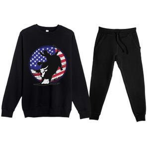 Bull Rider Trump Cute Gift Patriotic American Flag Trump Cow Gift Premium Crewneck Sweatsuit Set