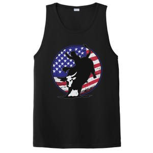 Bull Rider Trump Cute Gift Patriotic American Flag Trump Cow Gift PosiCharge Competitor Tank