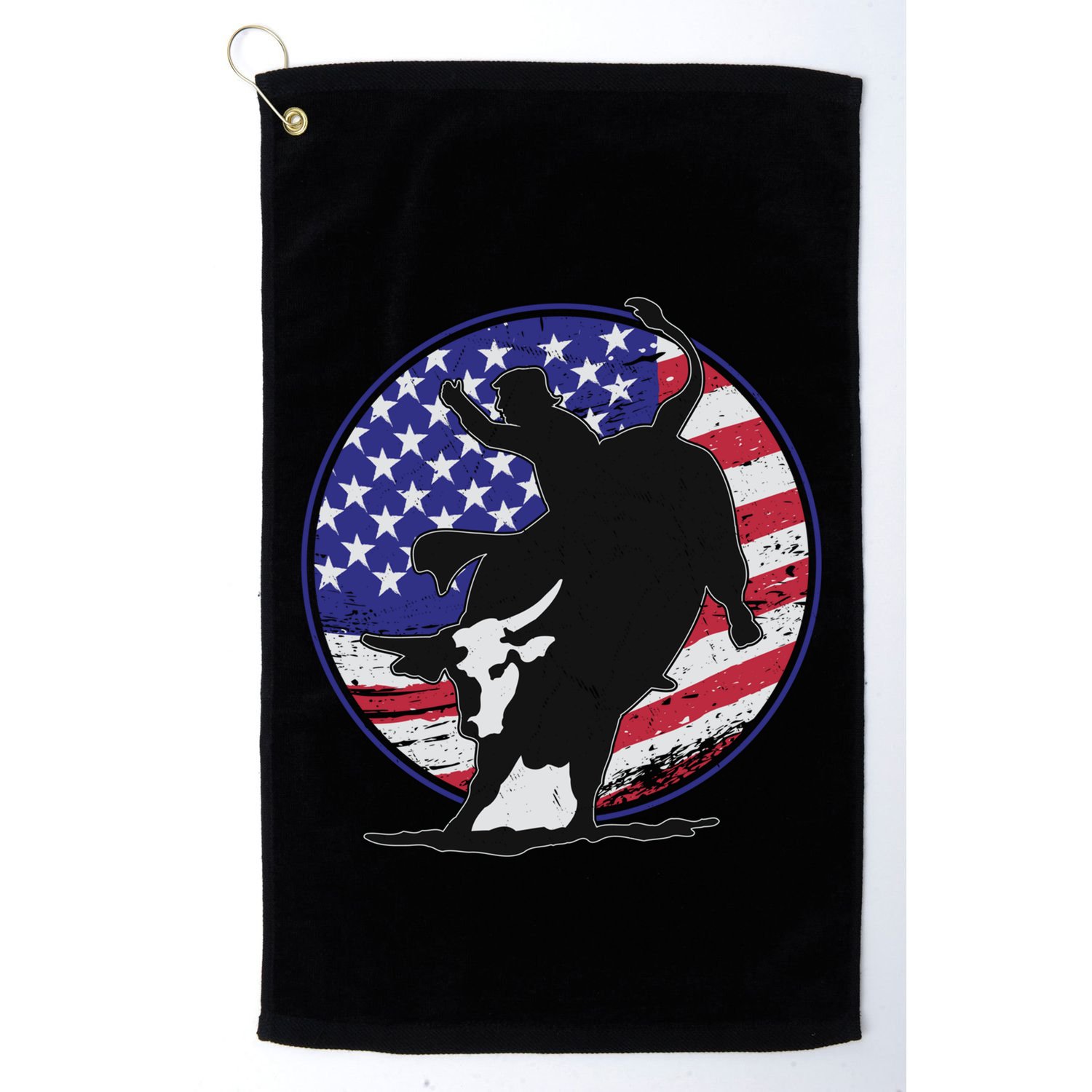 Bull Rider Trump Cute Gift Patriotic American Flag Trump Cow Gift Golf Towel