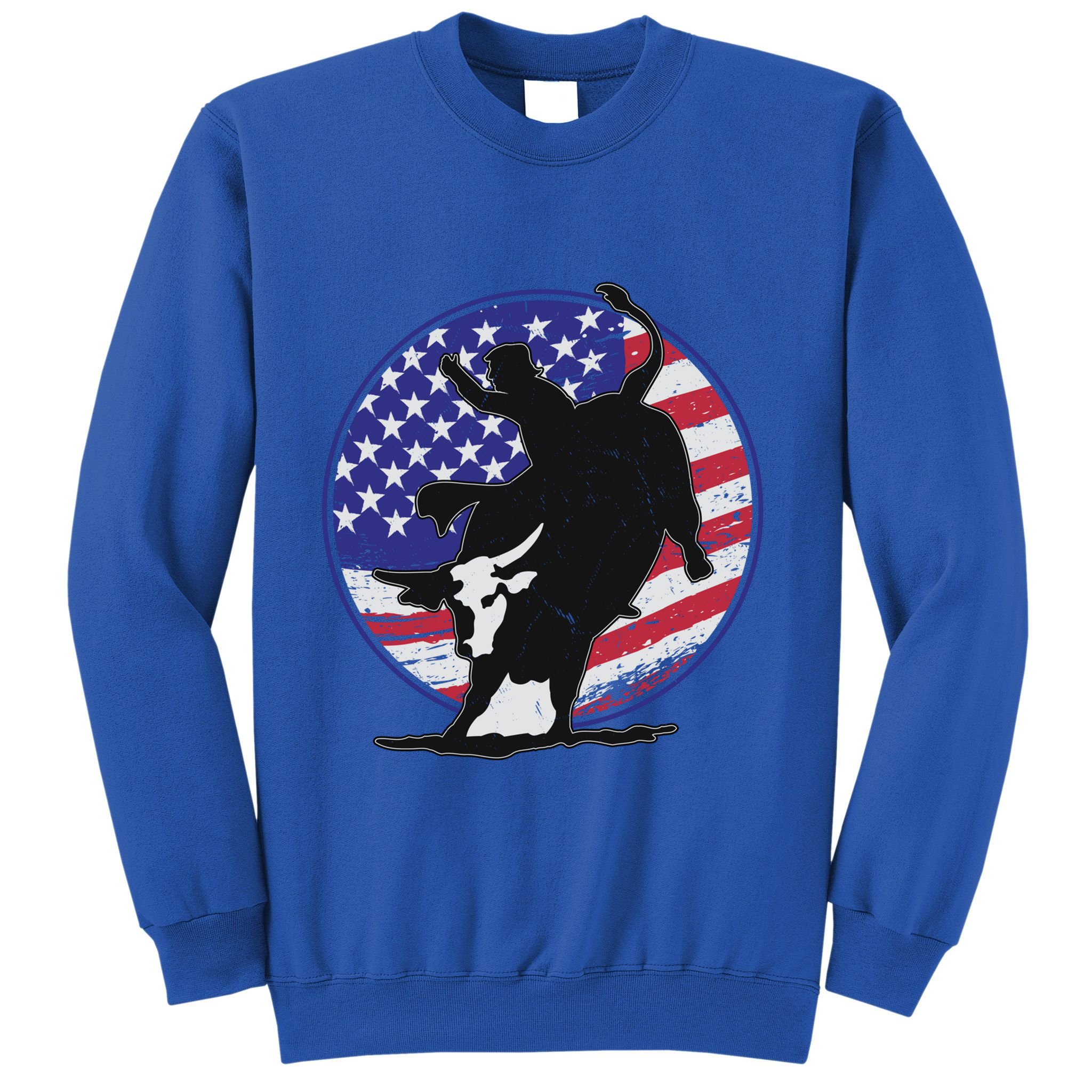 Bull Rider Trump Cute Gift Patriotic American Flag Trump Cow Gift Sweatshirt