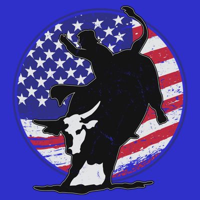 Bull Rider Trump Cute Gift Patriotic American Flag Trump Cow Gift T-Shirt