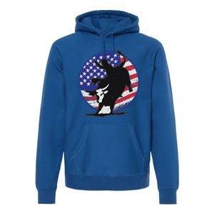 Bull Rider Trump Cute Gift Patriotic American Flag Trump Cow Gift Premium Hoodie