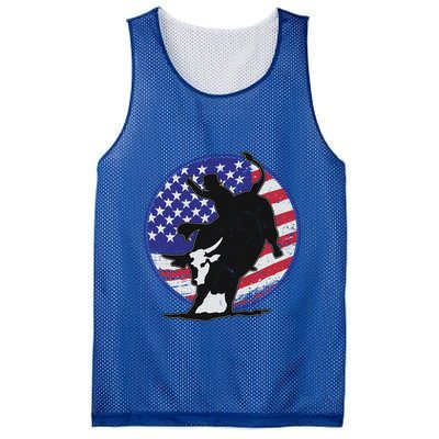 Bull Rider Trump Cute Gift Patriotic American Flag Trump Cow Gift Mesh Reversible Basketball Jersey Tank