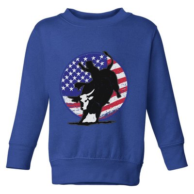 Bull Rider Trump Cute Gift Patriotic American Flag Trump Cow Gift Toddler Sweatshirt