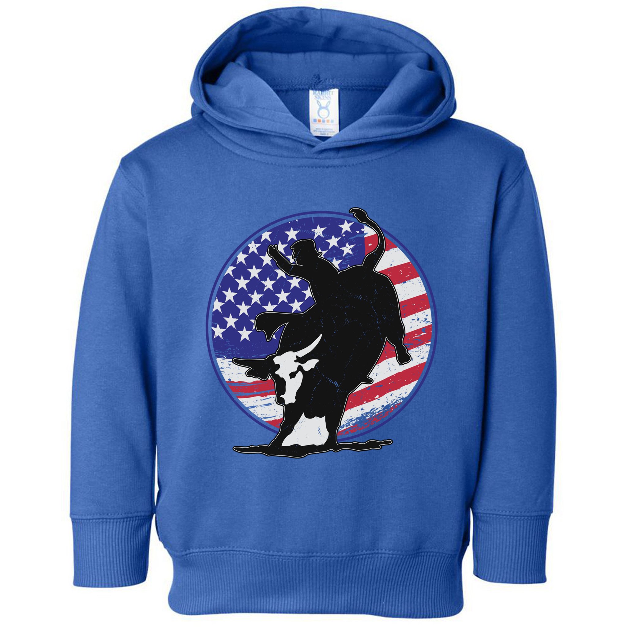 Bull Rider Trump Cute Gift Patriotic American Flag Trump Cow Gift Toddler Hoodie