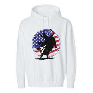 Bull Rider Trump Cute Gift Patriotic American Flag Trump Cow Gift Garment-Dyed Fleece Hoodie