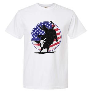 Bull Rider Trump Cute Gift Patriotic American Flag Trump Cow Gift Garment-Dyed Heavyweight T-Shirt