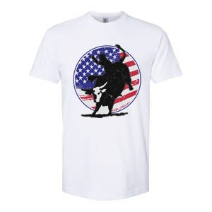 Bull Rider Trump Cute Gift Patriotic American Flag Trump Cow Gift Softstyle CVC T-Shirt