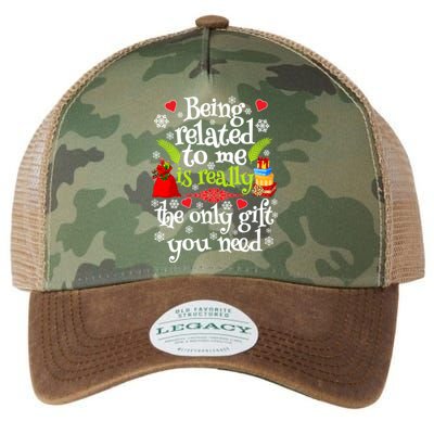 Being Related To Me Christmas Xmas Sarcastic Funny Saying Cool Gift Legacy Tie Dye Trucker Hat