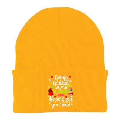 Being Related To Me Christmas Xmas Sarcastic Funny Saying Cool Gift Knit Cap Winter Beanie