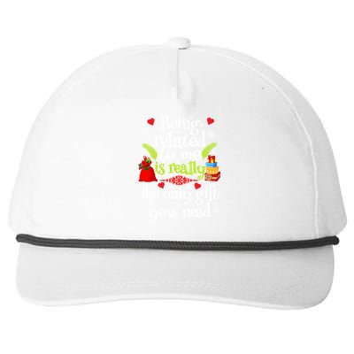 Being Related To Me Christmas Xmas Sarcastic Funny Saying Cool Gift Snapback Five-Panel Rope Hat