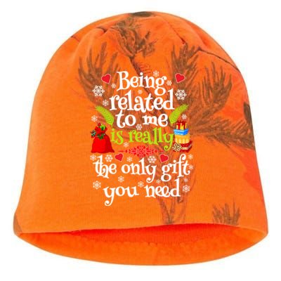 Being Related To Me Christmas Xmas Sarcastic Funny Saying Cool Gift Kati - Camo Knit Beanie